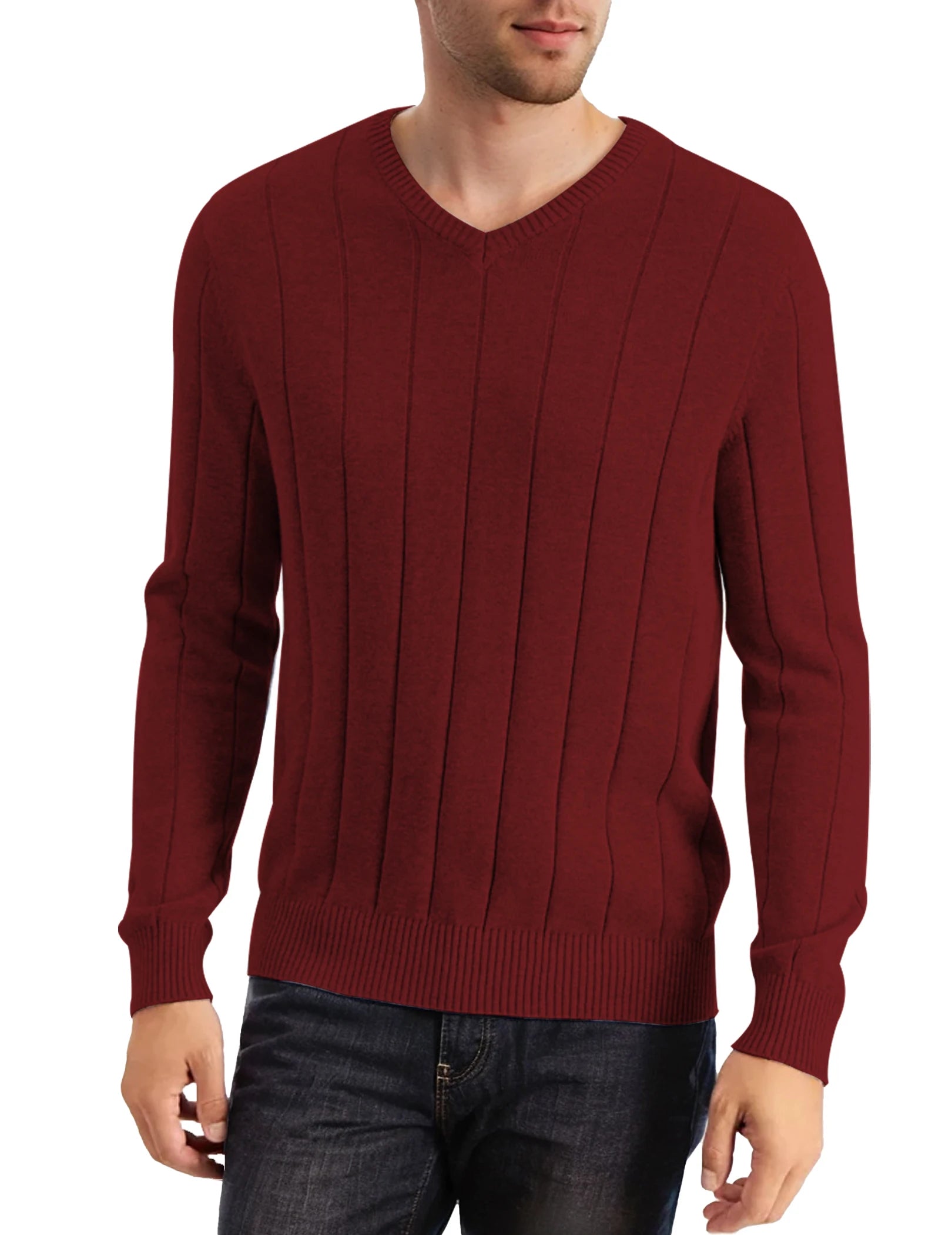 Striped V Neck Pullover